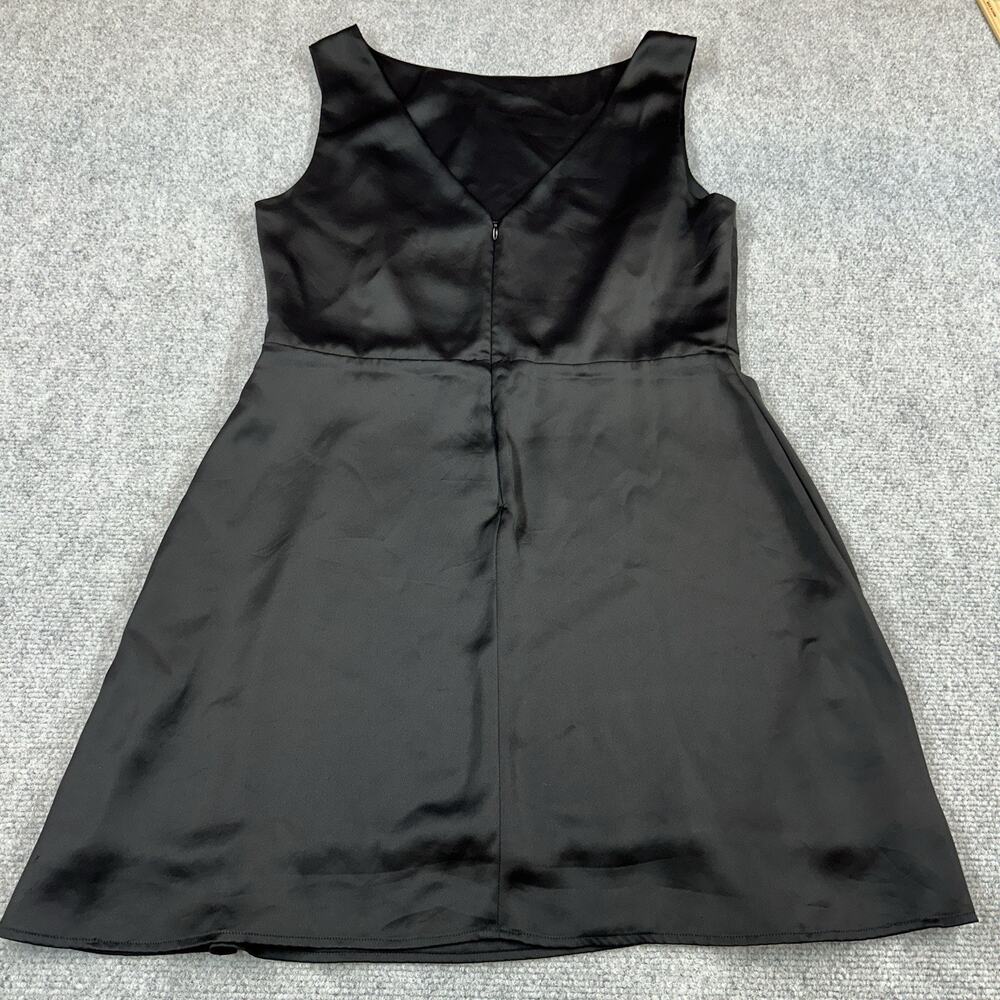 Reformation Zenni Satin Mini Dress Black Sleeveless Boat Neck Open Back Size 10 - Picture 11 of 13